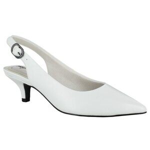 EASY STREET Faye Slingback Kitten-Heel Pumps White Size 8.5W
